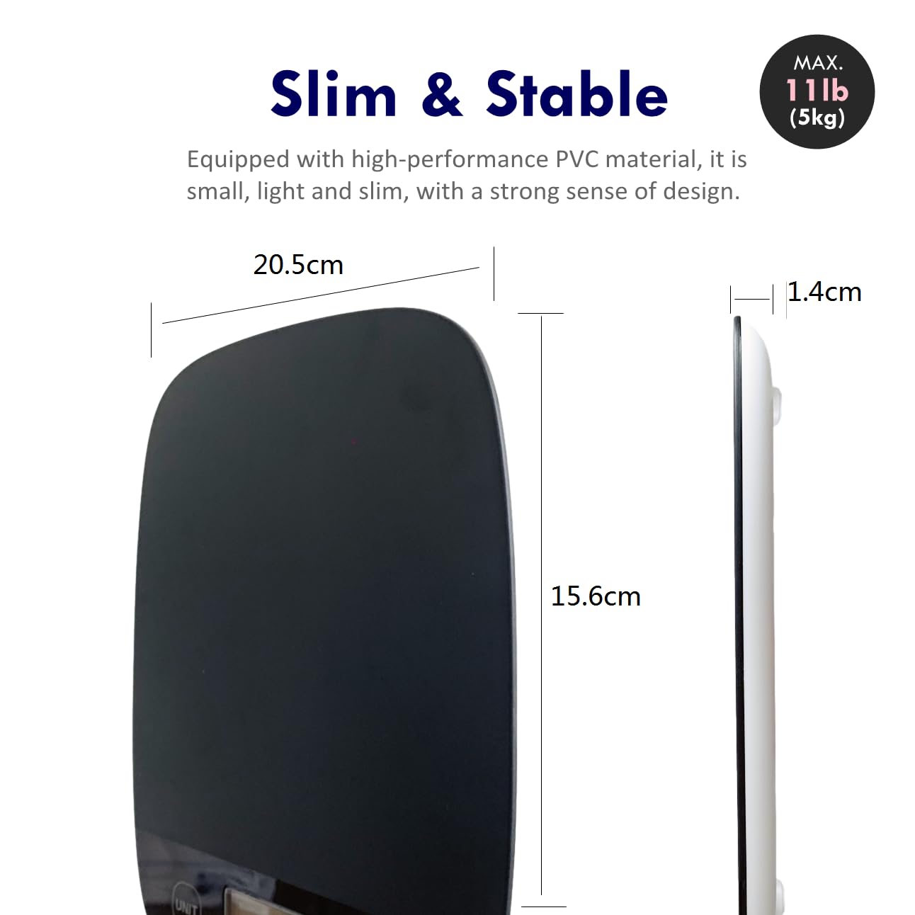 NUTRI FIT Digitale Küchenwaage, ultradünn, elektronische Multifunktionsküchenwaage, großes Display, Kunststoffplattform, 5 kg, Schwarz