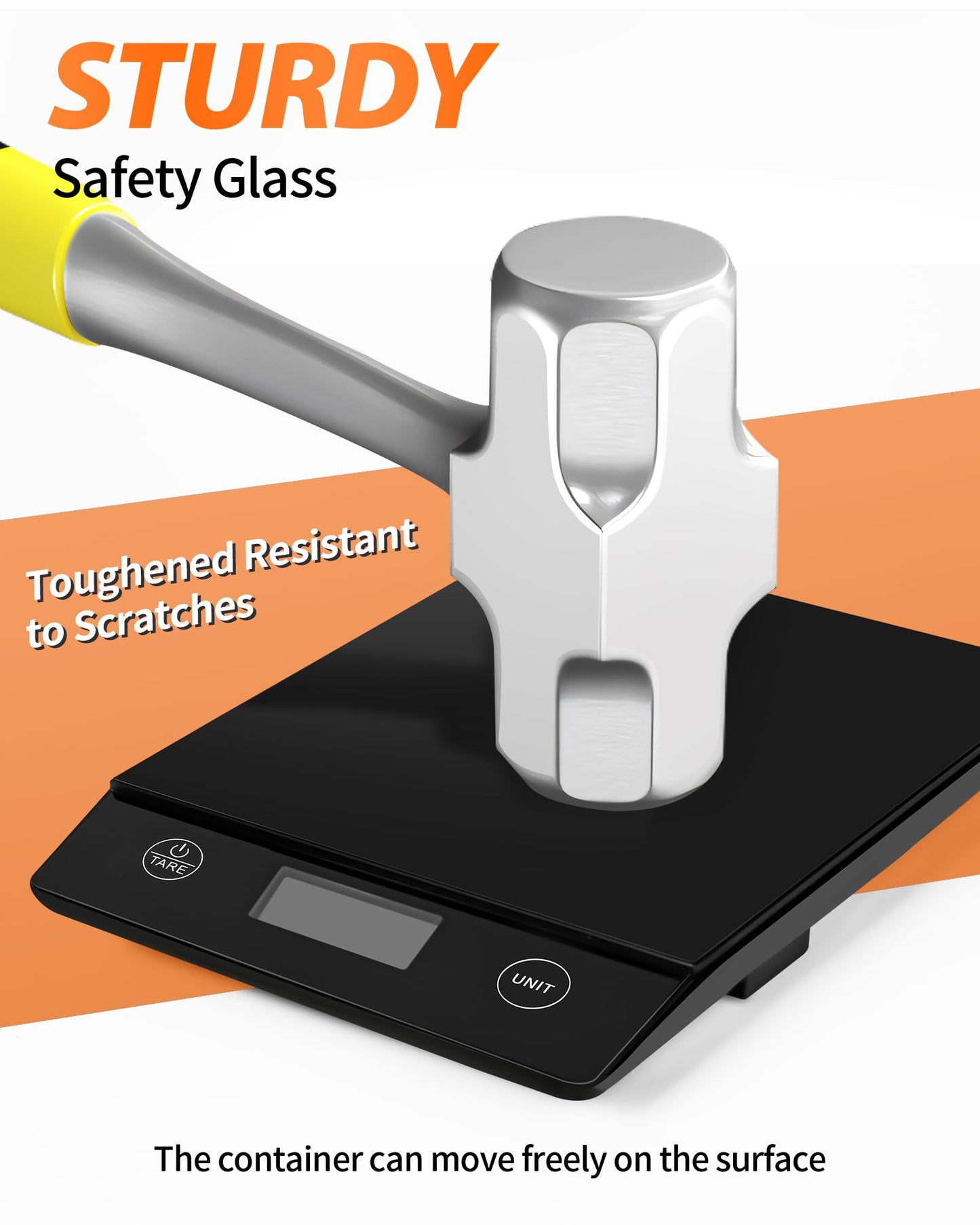 Küchenwaage Digital 10KG Küchenwaagen Glas Digitale Waage Wasserdicht Elektronische Haushaltswaage zum Backen, Tara Funktion, Touch-Taste, 1g Genaue