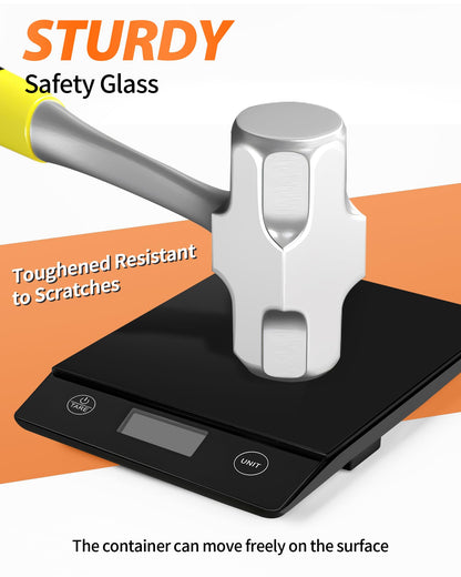 Küchenwaage Digital 10KG Küchenwaagen Glas Digitale Waage Wasserdicht Elektronische Haushaltswaage zum Backen, Tara Funktion, Touch-Taste, 1g Genaue