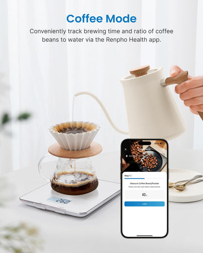 RENPHO Küchenwaage Digital, Waage Küche mit LCD-Display, Professionelle Haushaltswaage mit Tara Funktion, Lebensmittelwaage zum Backen und Kochen, 1g/0,05oz Präzise Graduierung, 5kg Maximalgewicht