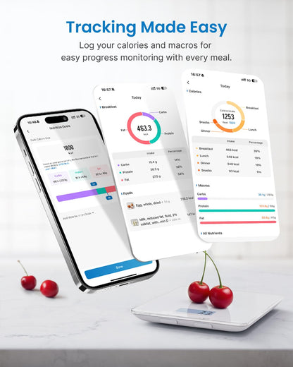 RENPHO Küchenwaage Digital, Waage Küche mit LCD-Display, Professionelle Haushaltswaage mit Tara Funktion, Lebensmittelwaage zum Backen und Kochen, 1g/0,05oz Präzise Graduierung, 5kg Maximalgewicht