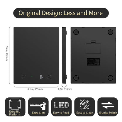 Homebuds 10kg Küchenwaage Digital in Hohe Präzision 1g, Unsere eigene Waage Küchenwaage Professionelle Fabrik SINCE 2001, Feinwaage zum Kochen und Backen, LED, 3*AAA Enthalten, Schwarz