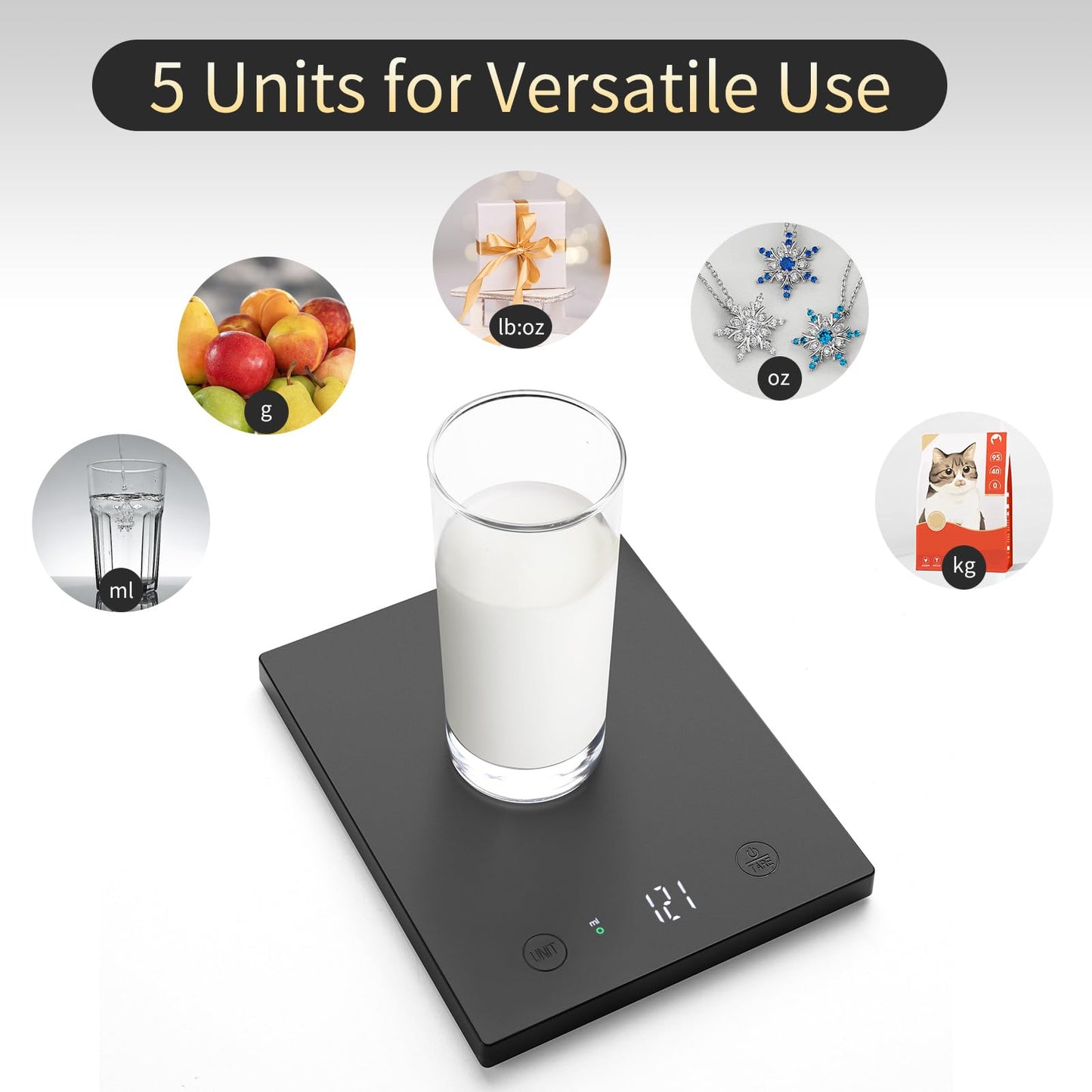 Homebuds 10kg Küchenwaage Digital in Hohe Präzision 1g, Unsere eigene Waage Küchenwaage Professionelle Fabrik SINCE 2001, Feinwaage zum Kochen und Backen, LED, 3*AAA Enthalten, Schwarz