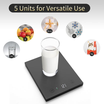 Homebuds 10kg Küchenwaage Digital in Hohe Präzision 1g, Unsere eigene Waage Küchenwaage Professionelle Fabrik SINCE 2001, Feinwaage zum Kochen und Backen, LED, 3*AAA Enthalten, Schwarz