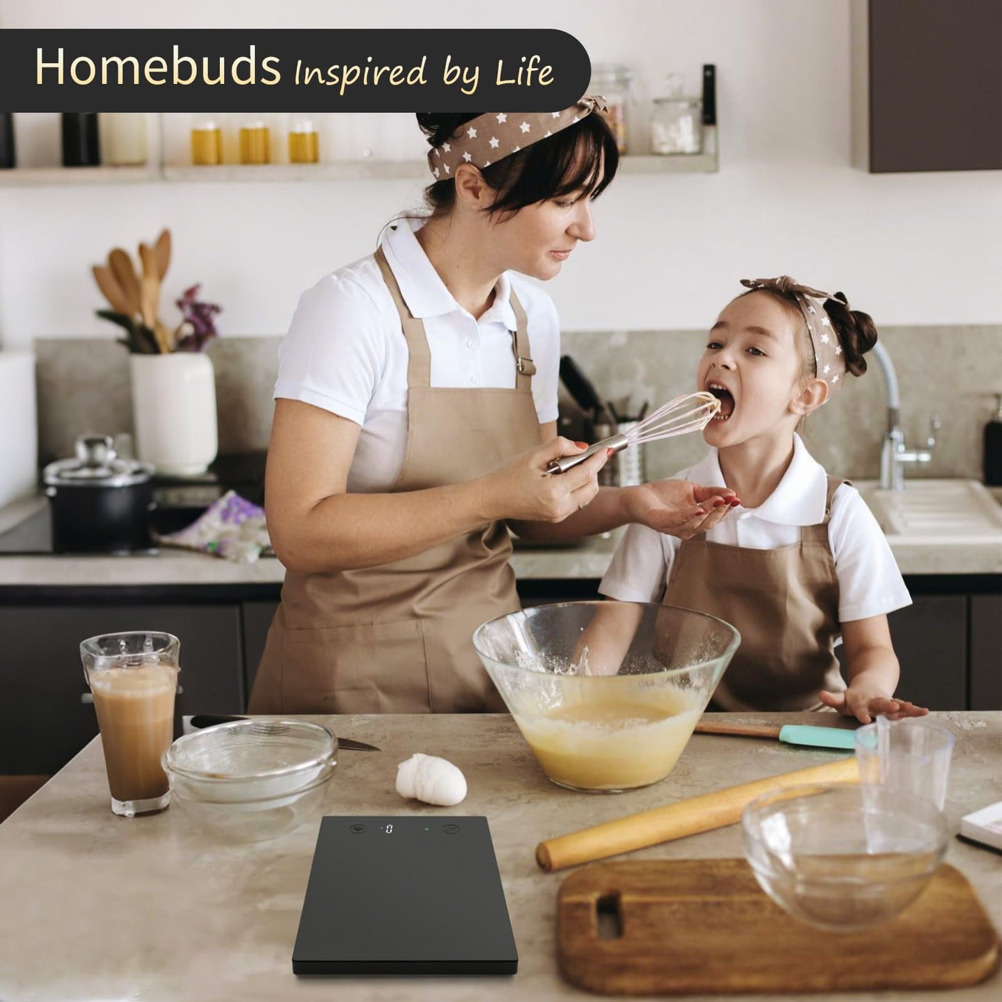 Homebuds 10kg Küchenwaage Digital in Hohe Präzision 1g, Unsere eigene Waage Küchenwaage Professionelle Fabrik SINCE 2001, Feinwaage zum Kochen und Backen, LED, 3*AAA Enthalten, Schwarz