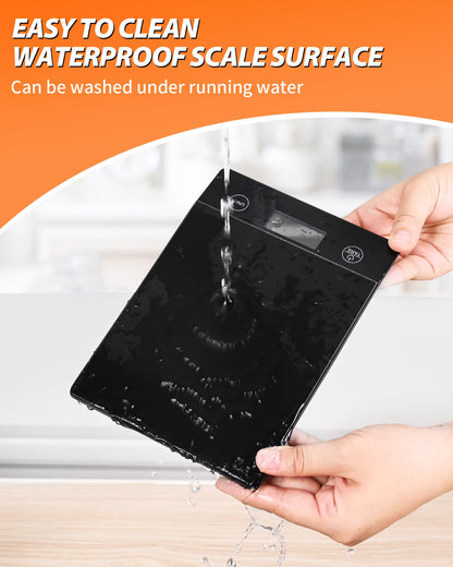 Küchenwaage Digital 10KG Küchenwaagen Glas Digitale Waage Wasserdicht Elektronische Haushaltswaage zum Backen, Tara Funktion, Touch-Taste, 1g Genaue